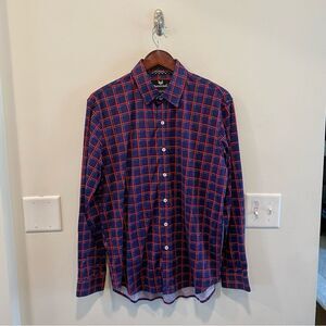 Buttercloth Button-Down Shirt Men's size large red and blue plaid